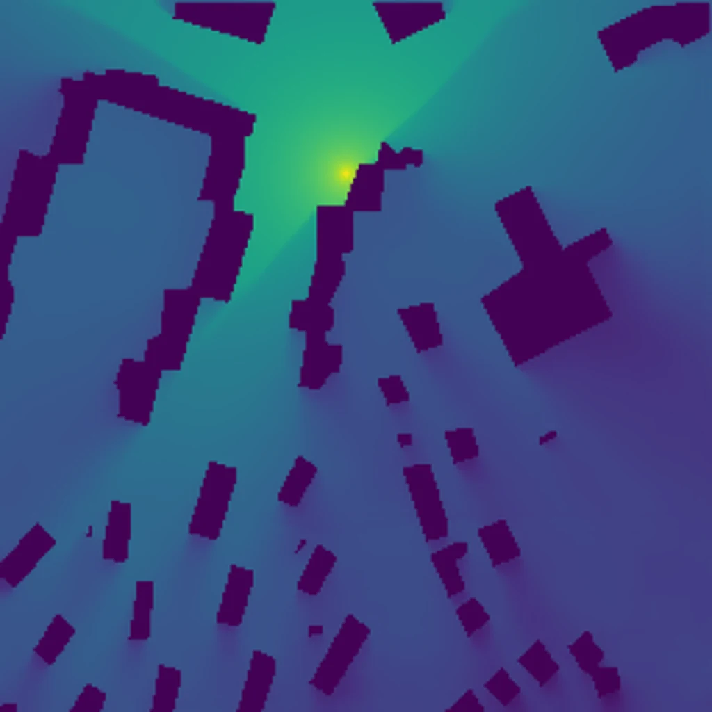 Predicted radio coverage map from the capstone model